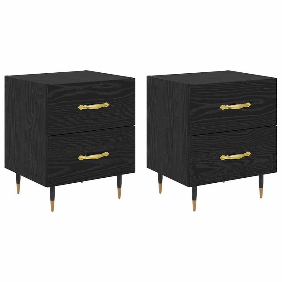 Nachtkastje 2 pcs Zwart eiken 40 x 35 x 47,5 cm Bewerkt hout