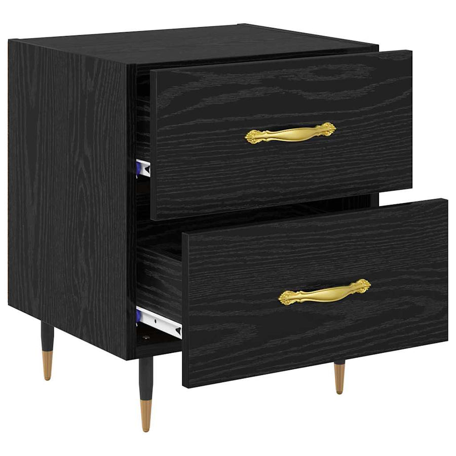 Nachtkastje 2 pcs Zwart eiken 40 x 35 x 47,5 cm Bewerkt hout