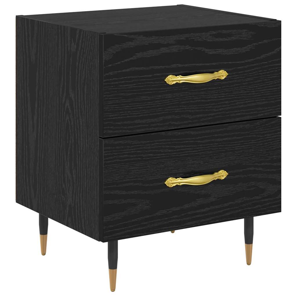Nachtkastje 2 pcs Zwart eiken 40 x 35 x 47,5 cm Bewerkt hout