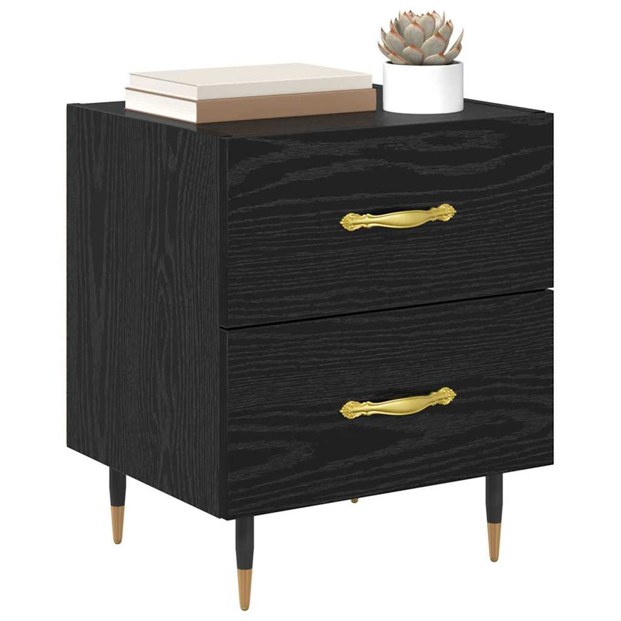 Nachtkastje 2 pcs Zwart eiken 40 x 35 x 47,5 cm Bewerkt hout