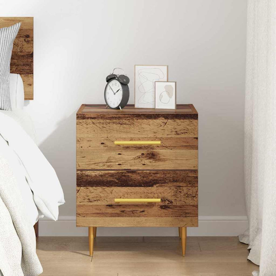 Nachtkastje met lade Oud Hout 40 x 35 x 47,5 cm Bewerkt hout