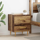 Nachtkastje bewerkt hout 40x35x47,5 cm oud hout 2 stuks