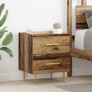 Nachtkastje bewerkt hout 40x35x47,5 cm oud hout 2 stuks