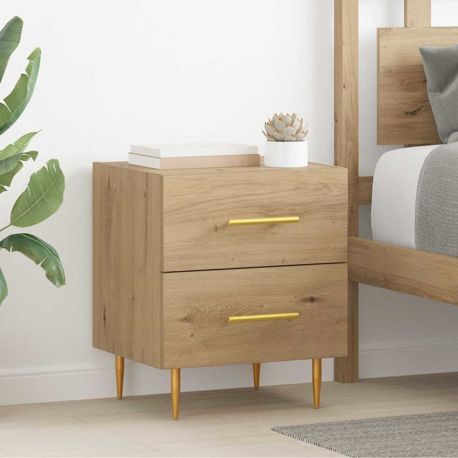 Nachtkastje Artisan Eiken 40 x 35 x 47,5 cm Bewerkt hout