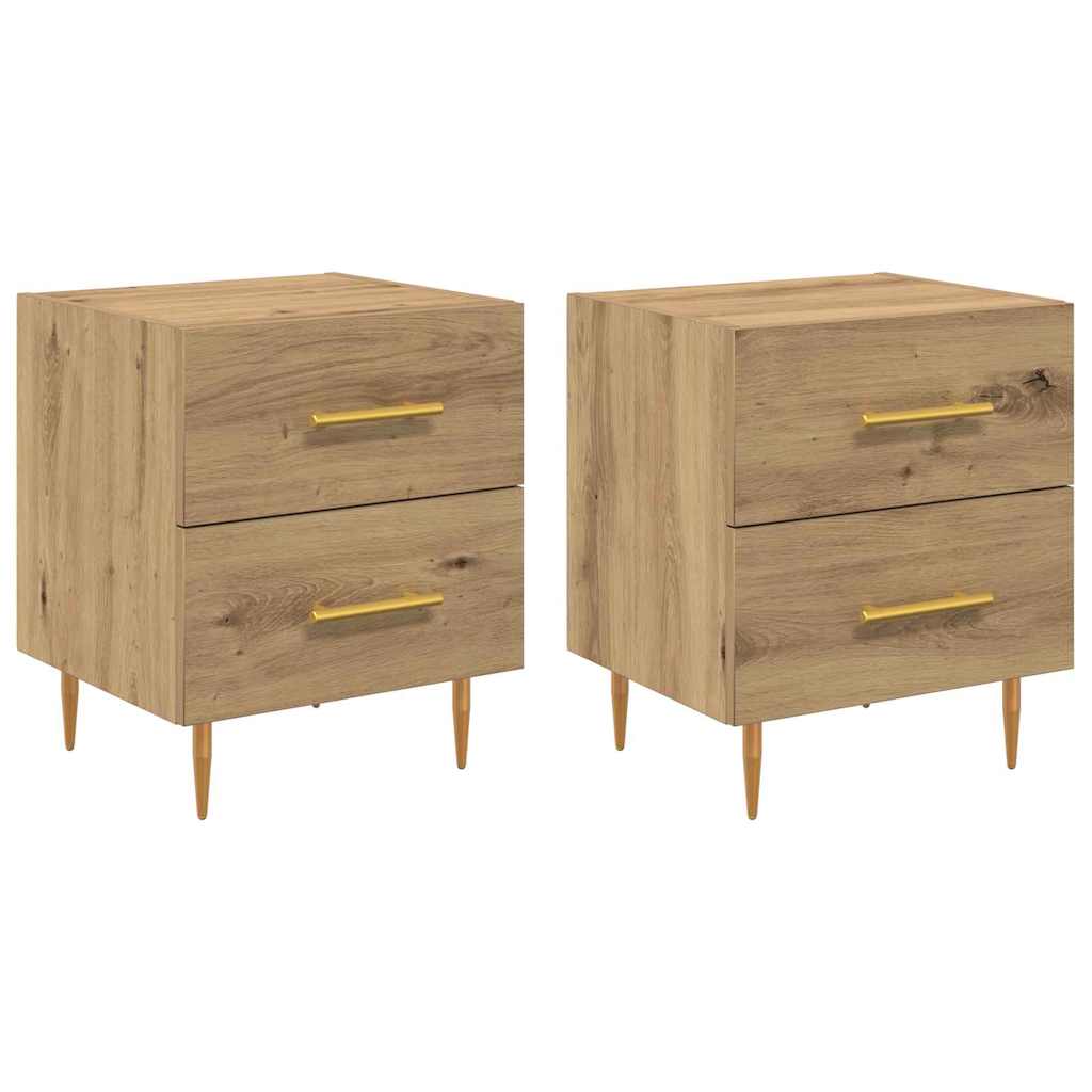 Nachtkastje 2 pcs Artisan Eiken 40 x 35 x 47,5 cm Bewerkt hout