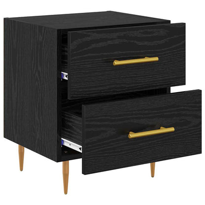 Nachtkastje met lade Zwart Eiken 40 x 35 x 47,5 cm Bewerkt hout
