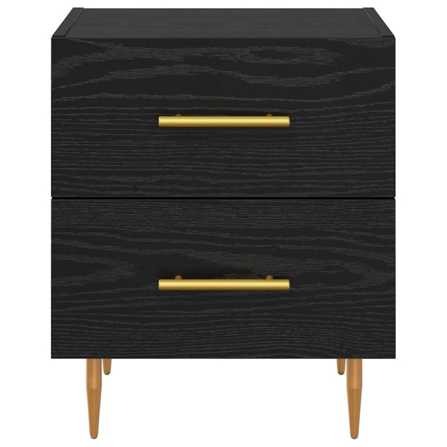 Nachtkastje met lade Zwart Eiken 40 x 35 x 47,5 cm Bewerkt hout