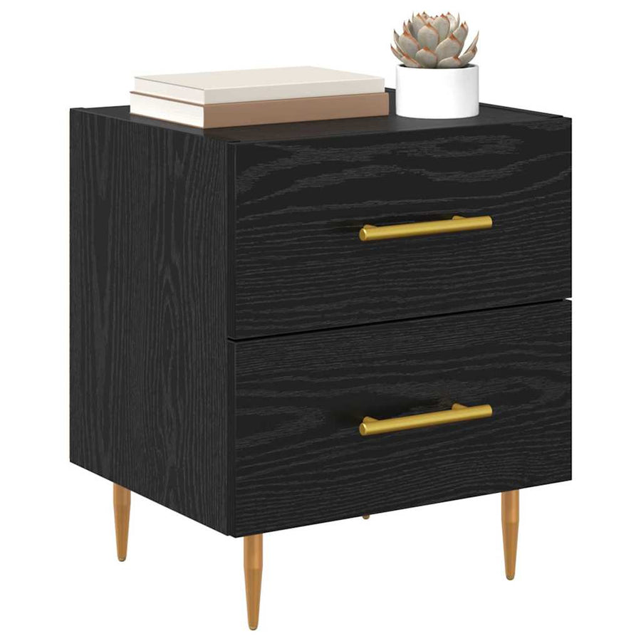 Nachtkastje met lade Zwart Eiken 40 x 35 x 47,5 cm Bewerkt hout