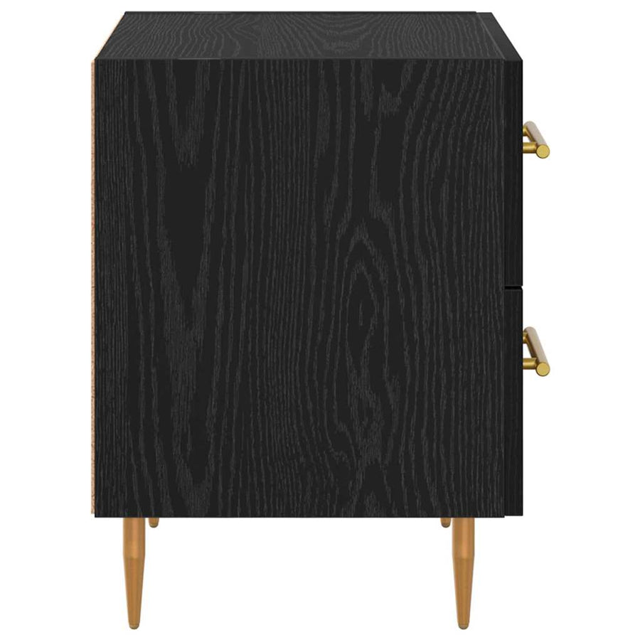 Nachtkastje met lade Zwart Eiken 40 x 35 x 47,5 cm Bewerkt hout