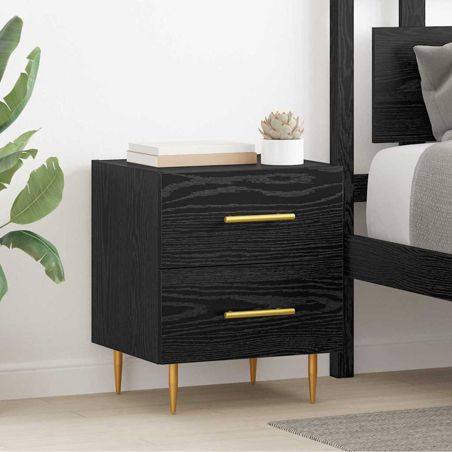 Nachtkastje 2 pcs Zwart Eiken 40 x 35 x 47,5 cm Bewerkt hout