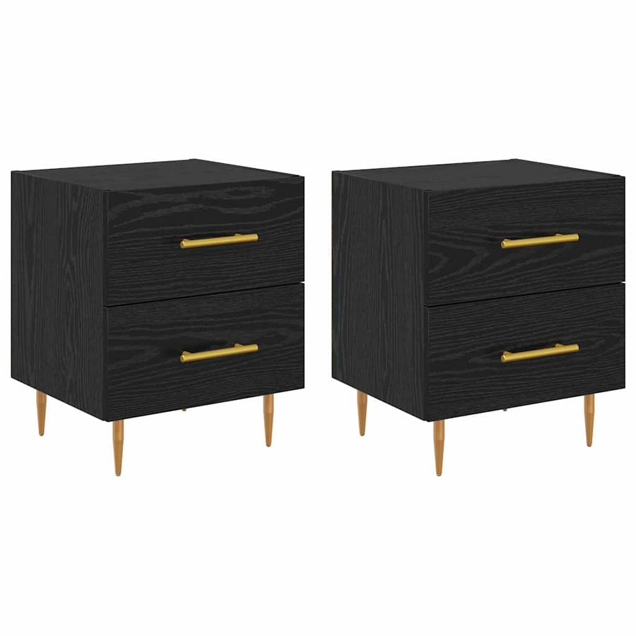 Nachtkastje 2 pcs Zwart Eiken 40 x 35 x 47,5 cm Bewerkt hout