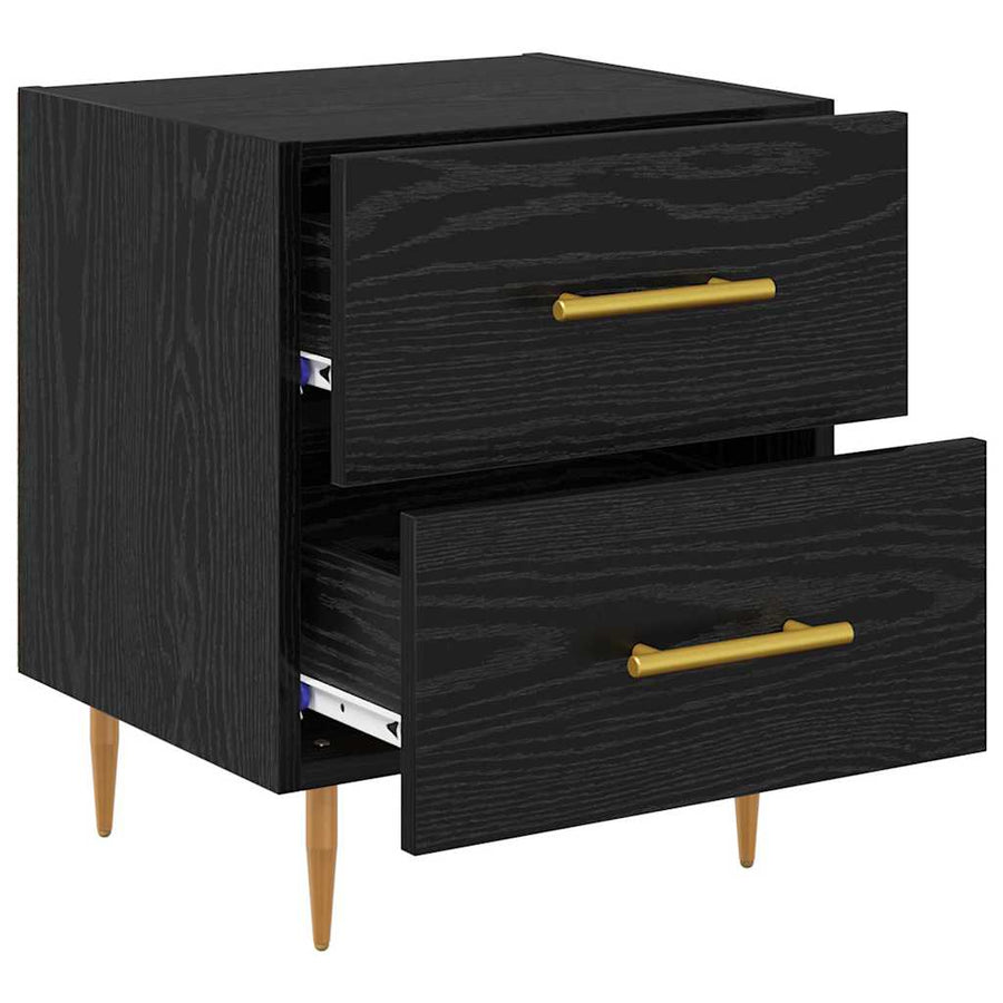 Nachtkastje 2 pcs Zwart Eiken 40 x 35 x 47,5 cm Bewerkt hout