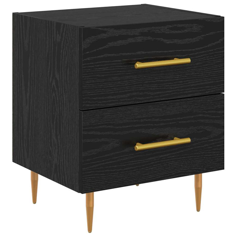 Nachtkastje 2 pcs Zwart Eiken 40 x 35 x 47,5 cm Bewerkt hout