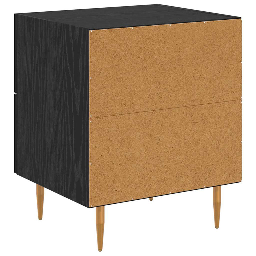 Nachtkastje 2 pcs Zwart Eiken 40 x 35 x 47,5 cm Bewerkt hout
