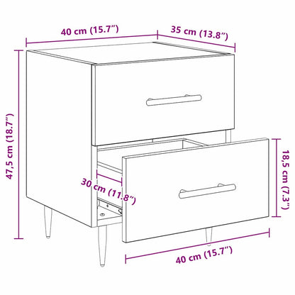 Nachtkastje 2 pcs Zwart Eiken 40 x 35 x 47,5 cm Bewerkt hout