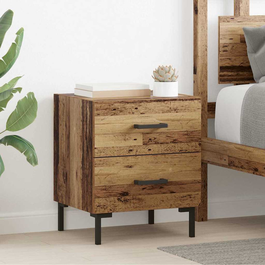 Nachtkastje 2 pcs Oudhout 40 x 35 x 47,5 cm Bewerkt hout