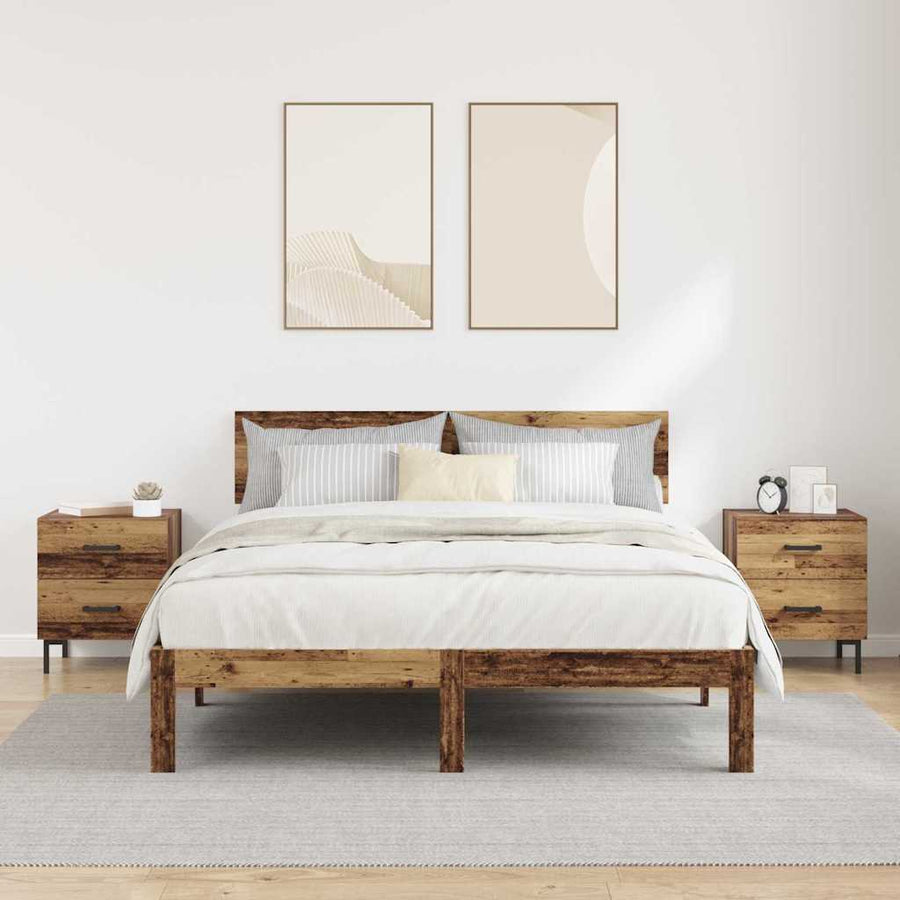 Nachtkastje 2 pcs Oudhout 40 x 35 x 47,5 cm Bewerkt hout