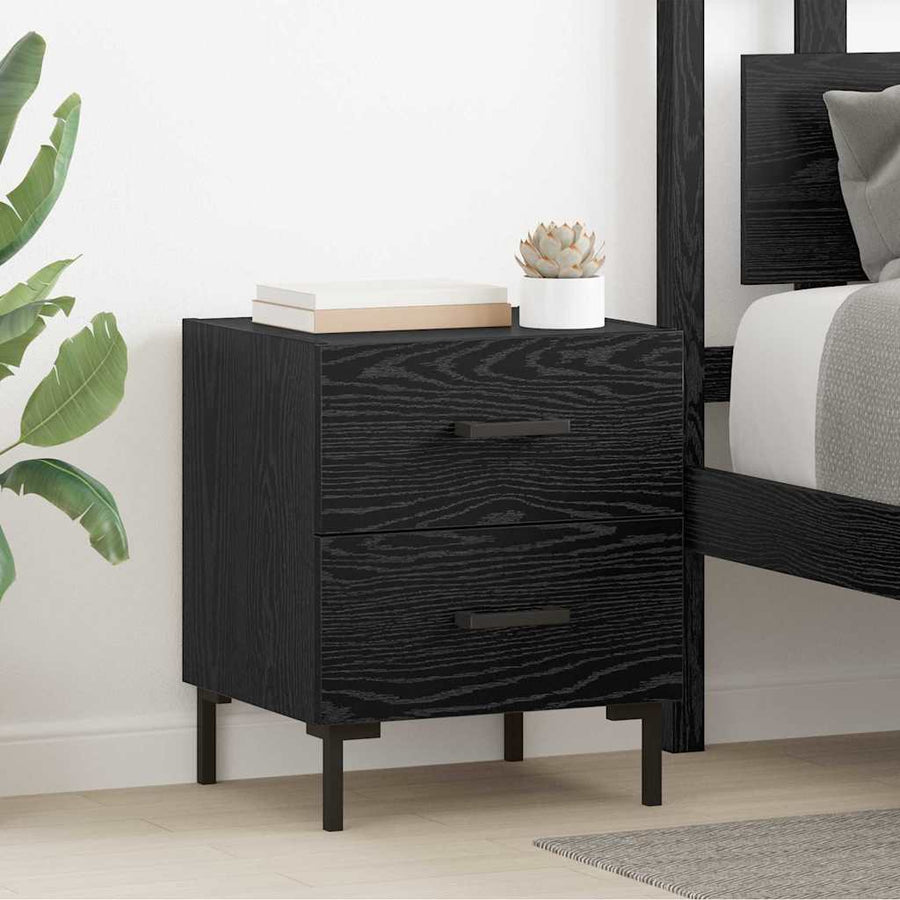 Nachtkastje 2 pcs Zwart Eiken 40 x 35 x 47,5 cm Bewerkt hout