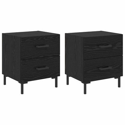 Nachtkastje 2 pcs Zwart Eiken 40 x 35 x 47,5 cm Bewerkt hout