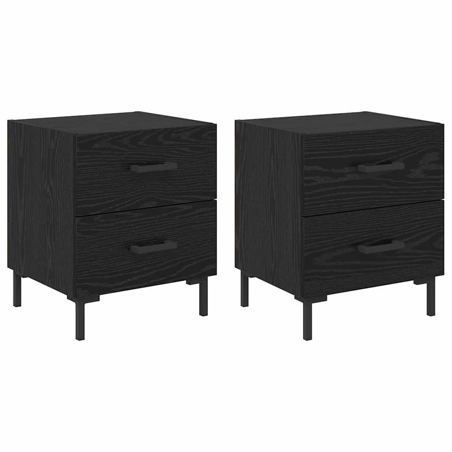 Nachtkastje 2 pcs Zwart Eiken 40 x 35 x 47,5 cm Bewerkt hout
