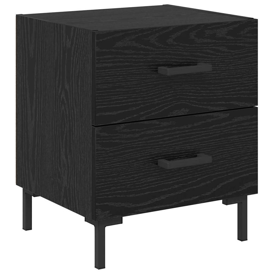 Nachtkastje 2 pcs Zwart Eiken 40 x 35 x 47,5 cm Bewerkt hout