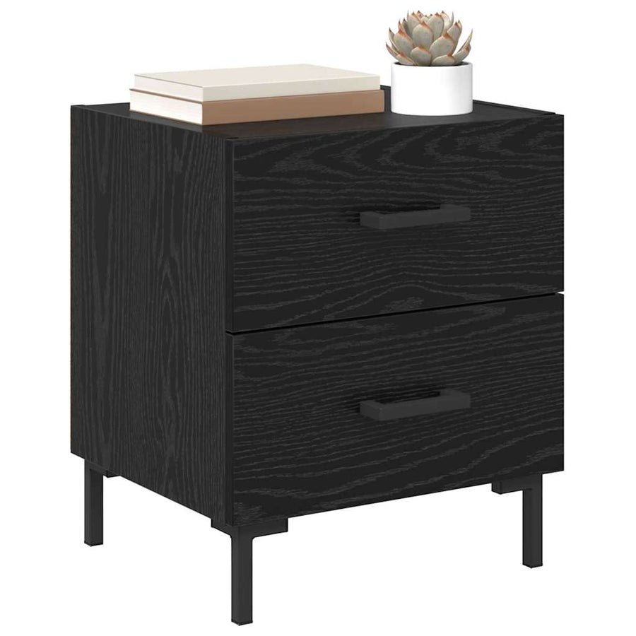 Nachtkastje 2 pcs Zwart Eiken 40 x 35 x 47,5 cm Bewerkt hout