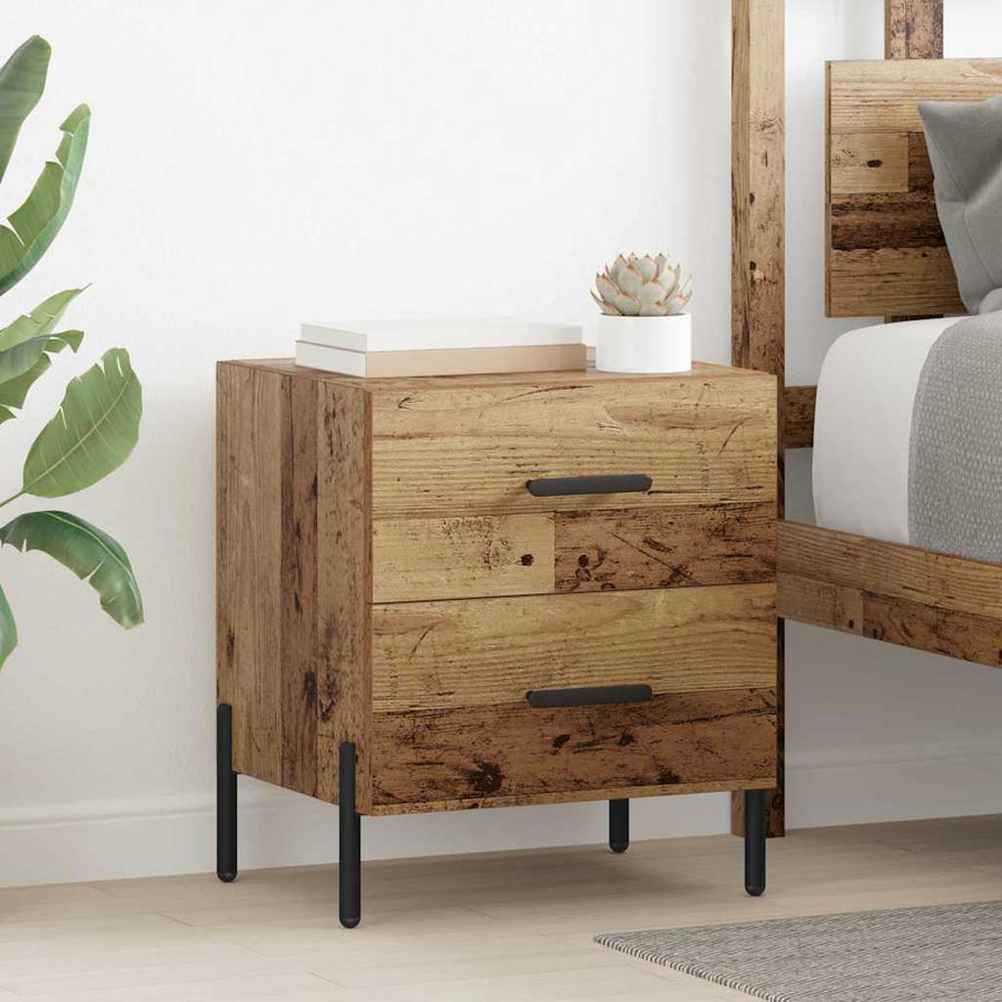 Nachtkastje met lade Oudhout 40 x 35 x 47,5 cm Bewerkt hout