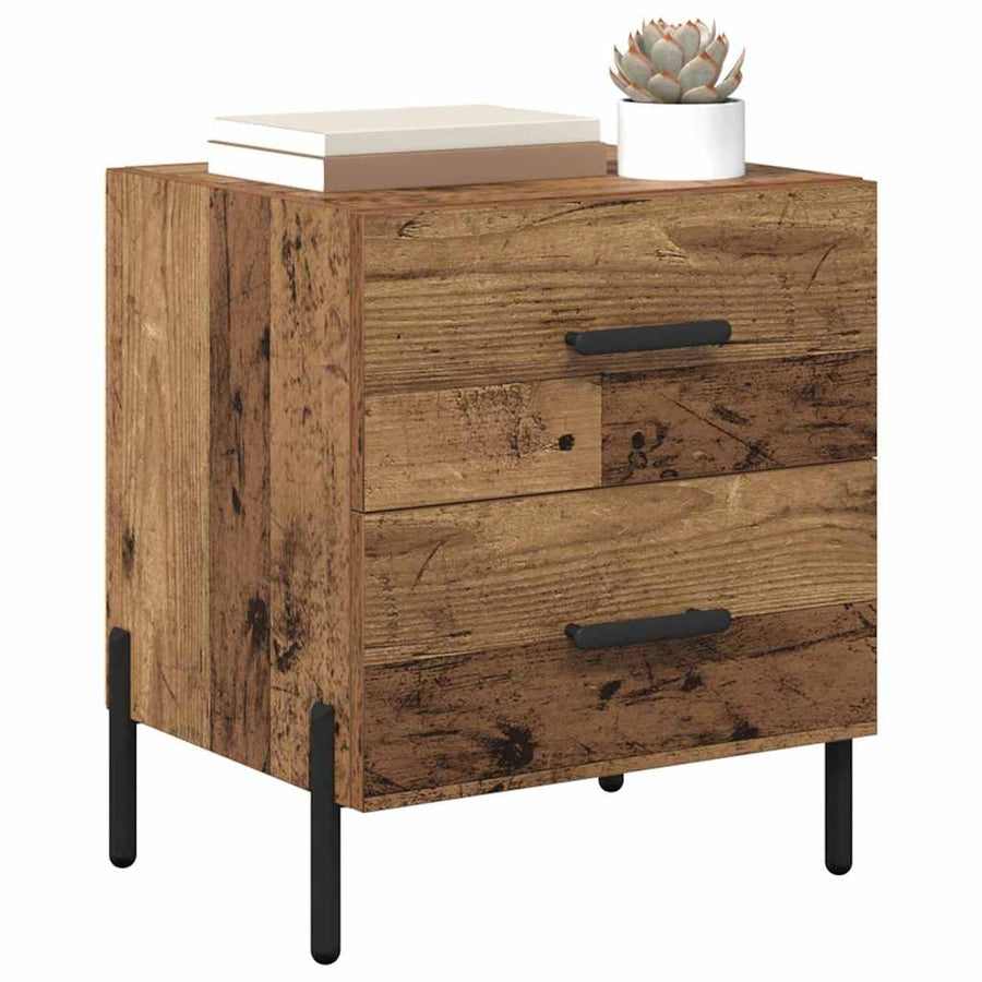 Nachtkastje met lade Oudhout 40 x 35 x 47,5 cm Bewerkt hout
