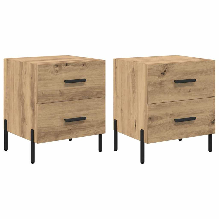 Nachtkastje 2 pcs Artisan Eiken 40 x 35 x 47,5 cm Bewerkt hout