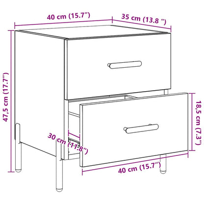 Nachtkastje 2 pcs Artisan Eiken 40 x 35 x 47,5 cm Bewerkt hout