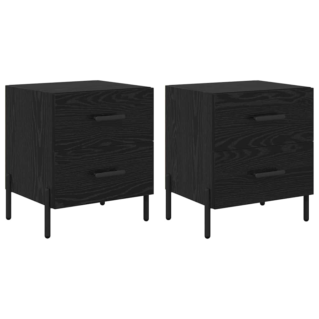 Nachtkastje 2 pcs Zwart Eiken 40 x 35 x 47,5 cm Bewerkt hout