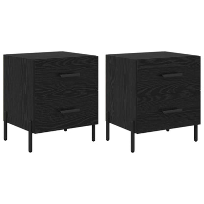 Nachtkastje 2 pcs Zwart Eiken 40 x 35 x 47,5 cm Bewerkt hout