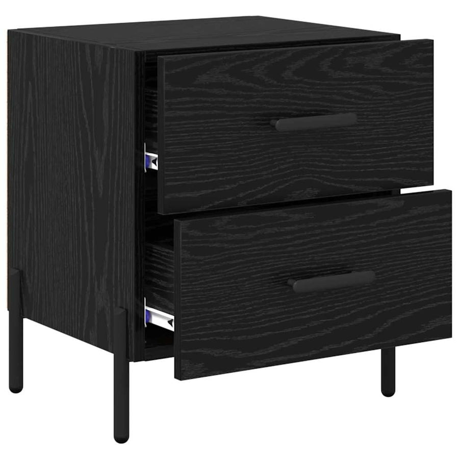 Nachtkastje 2 pcs Zwart Eiken 40 x 35 x 47,5 cm Bewerkt hout