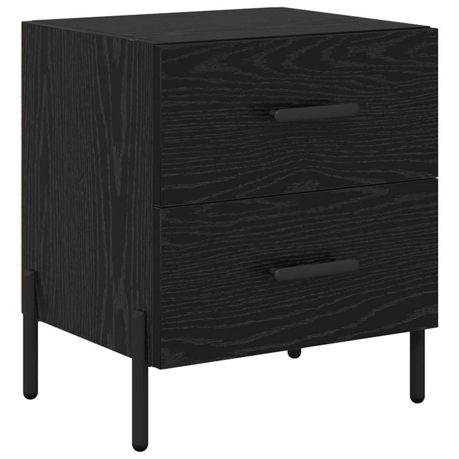 Nachtkastje 2 pcs Zwart Eiken 40 x 35 x 47,5 cm Bewerkt hout