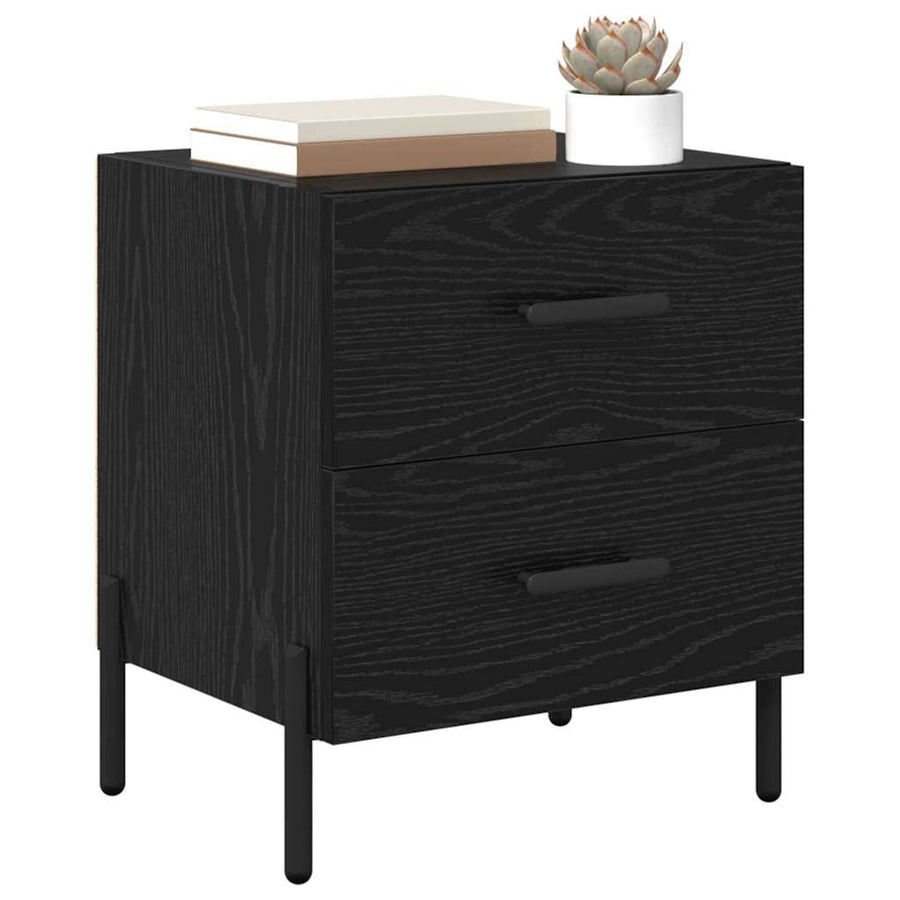 Nachtkastje 2 pcs Zwart Eiken 40 x 35 x 47,5 cm Bewerkt hout