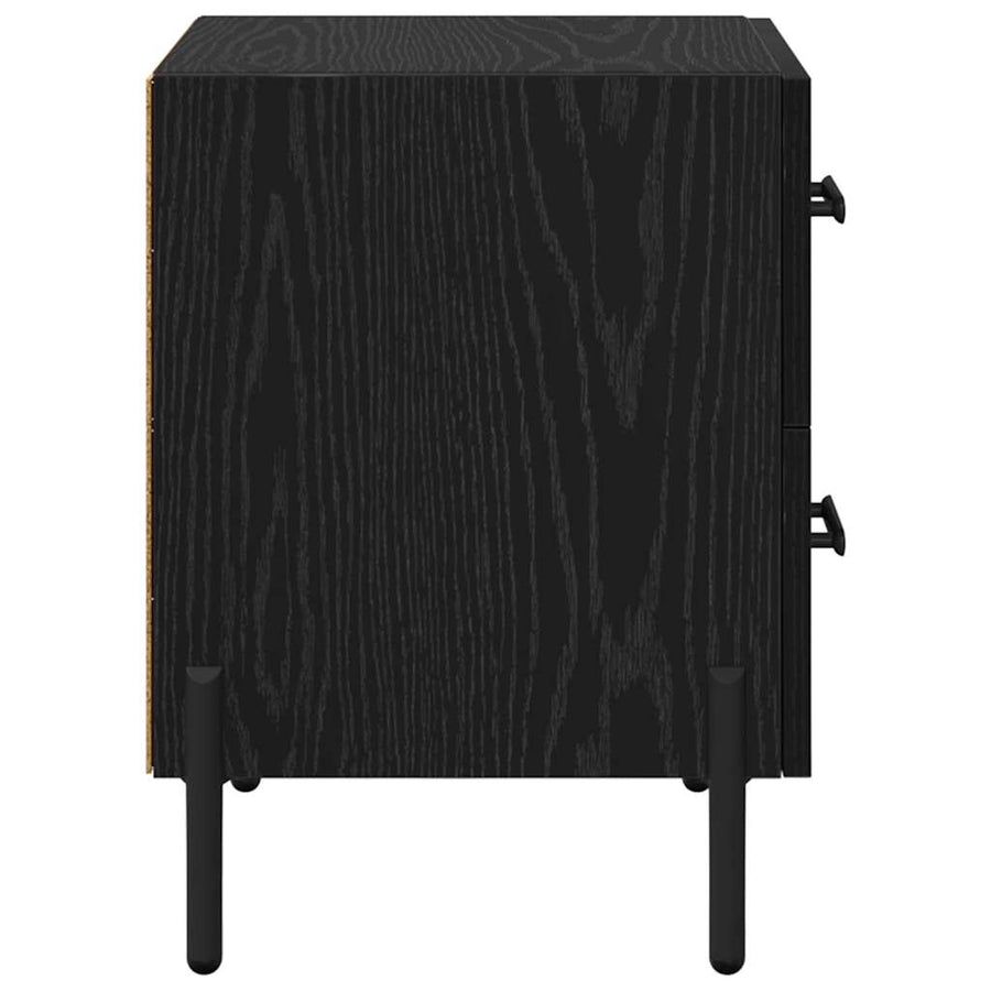 Nachtkastje 2 pcs Zwart Eiken 40 x 35 x 47,5 cm Bewerkt hout
