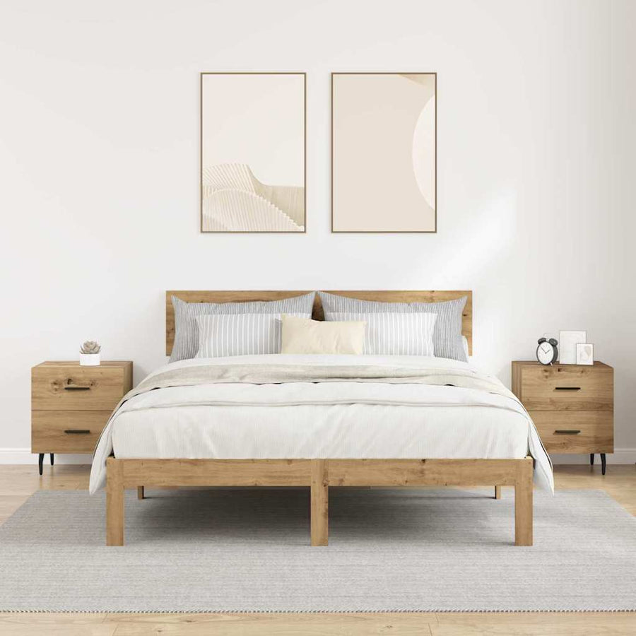 Nachtkastje 2 pcs artisanaal eikenkleurig 40 x 35 x 47,5 cm