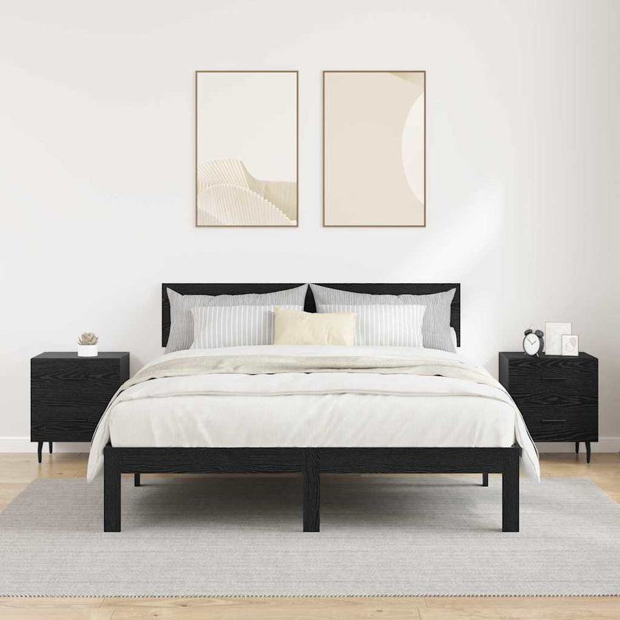 Nachtkastje 2 pcs Zwart eiken 40 x 35 x 47,5 cm Bewerkt hout