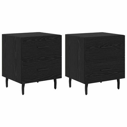 Nachtkastje 2 pcs Zwart eiken 40 x 35 x 47,5 cm Bewerkt hout