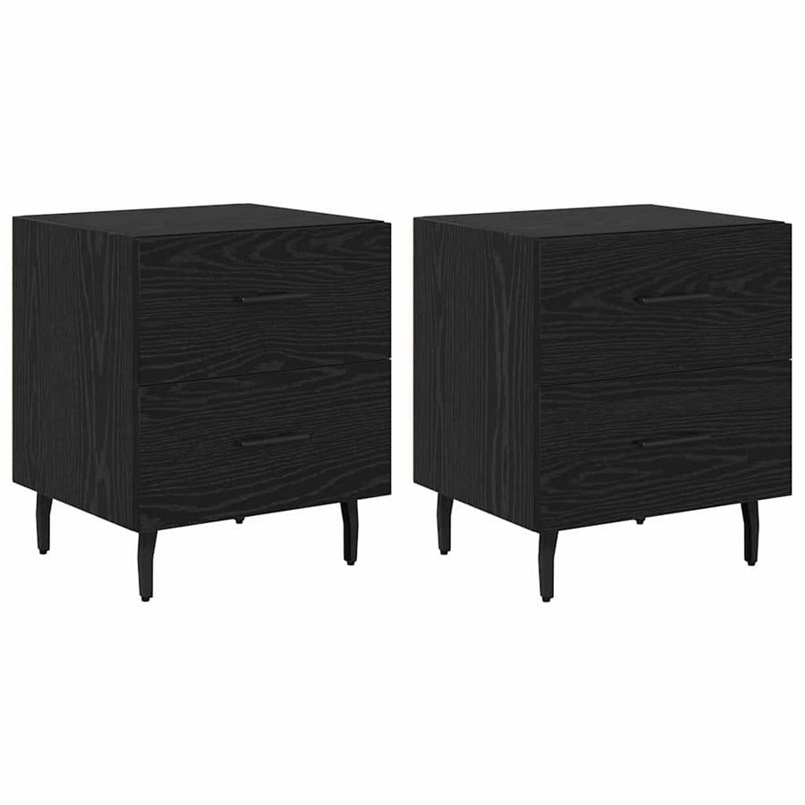 Nachtkastje 2 pcs Zwart eiken 40 x 35 x 47,5 cm Bewerkt hout