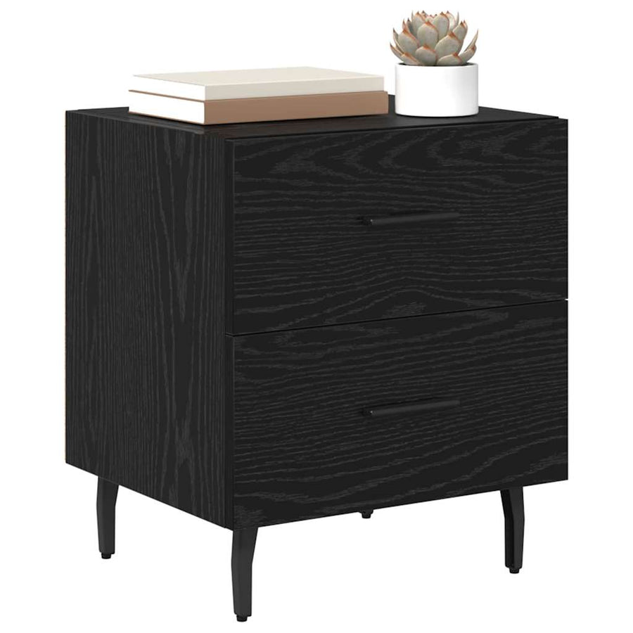 Nachtkastje 2 pcs Zwart eiken 40 x 35 x 47,5 cm Bewerkt hout