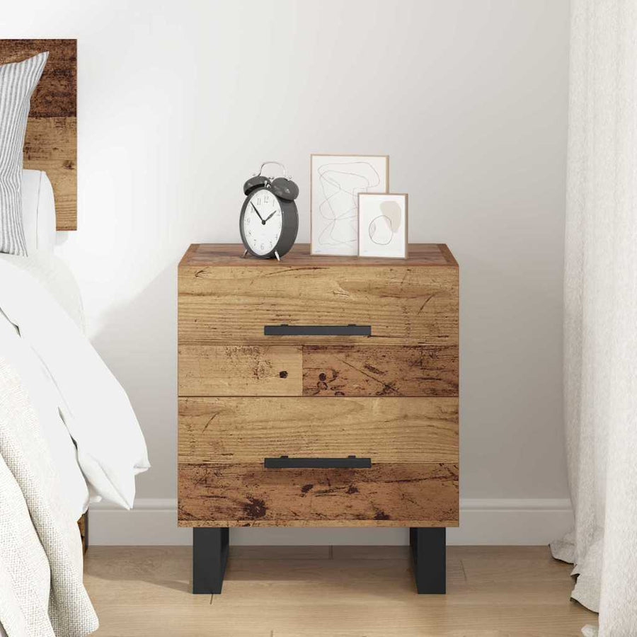 Nachtkastje met lade Oud hout 40 x 35 x 47,5 cm Bewerkt hout