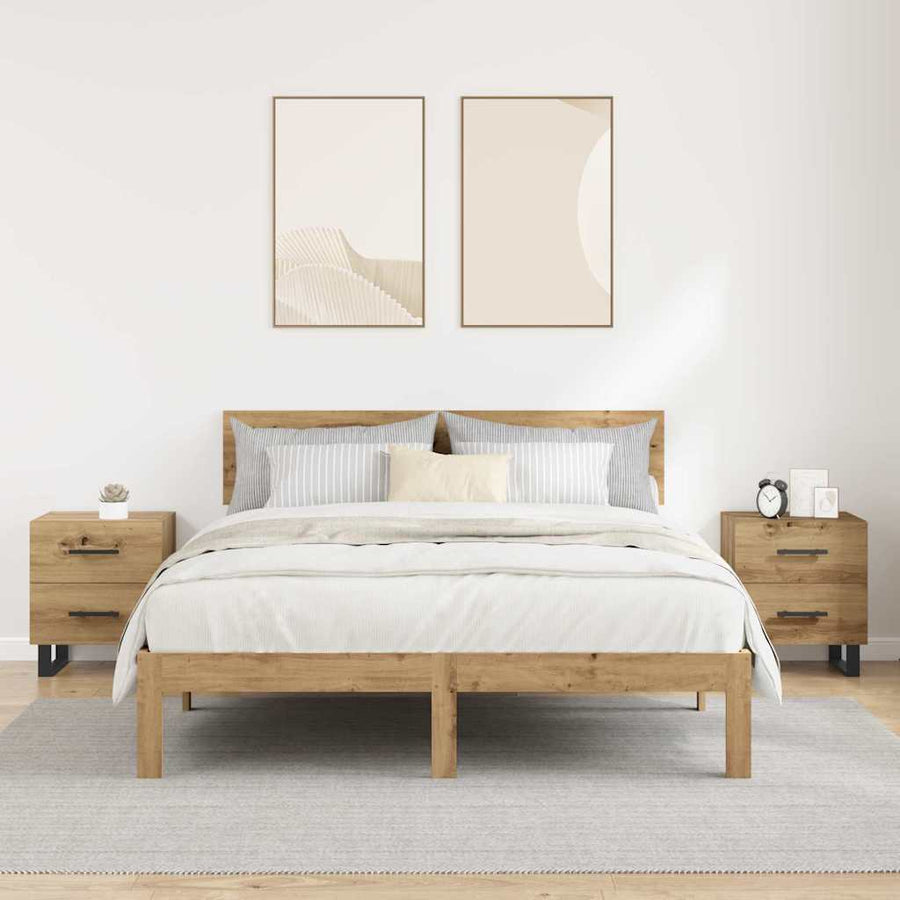 Nachtkastje 2 pcs Artisan Eiken 40 x 35 x 47,5 cm Bewerkt hout