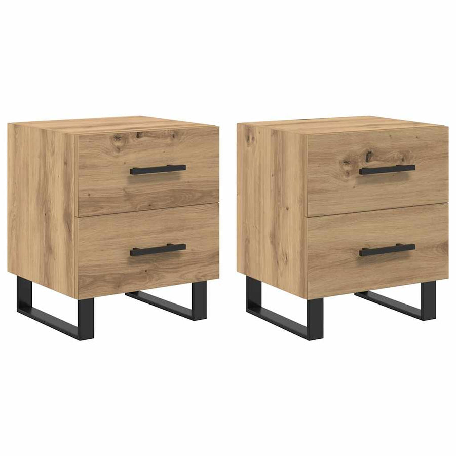 Nachtkastje 2 pcs Artisan Eiken 40 x 35 x 47,5 cm Bewerkt hout