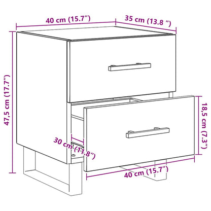 Nachtkastje 2 pcs Artisan Eiken 40 x 35 x 47,5 cm Bewerkt hout