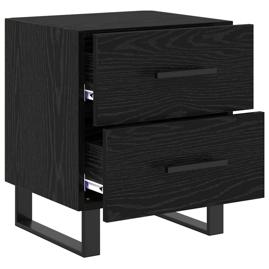Nachtkastje met lade Zwart eiken 40 x 35 x 47,5 cm Bewerkt hout