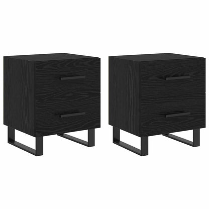 Bedside kasten 2 pcs Zwart eiken 40 x 35 x 47,5 cm Bewerkt hout