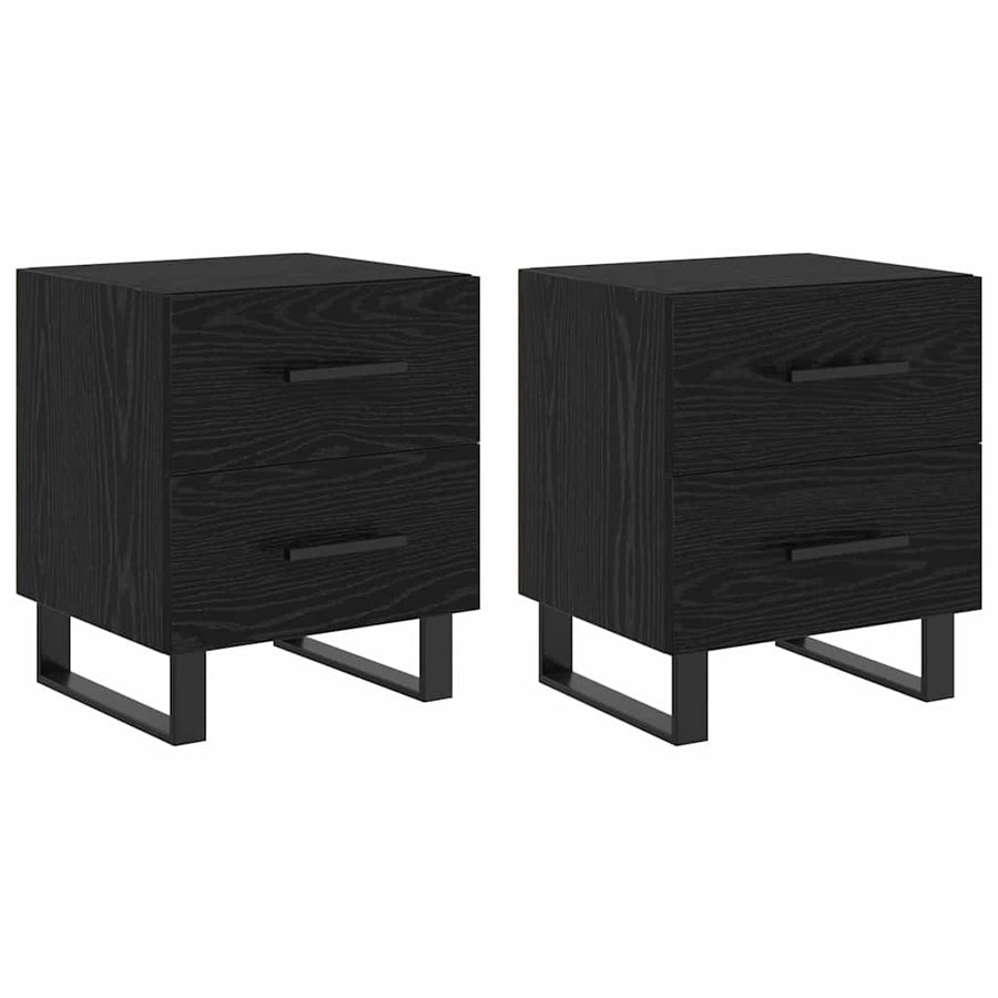 Bedside kasten 2 pcs Zwart eiken 40 x 35 x 47,5 cm Bewerkt hout