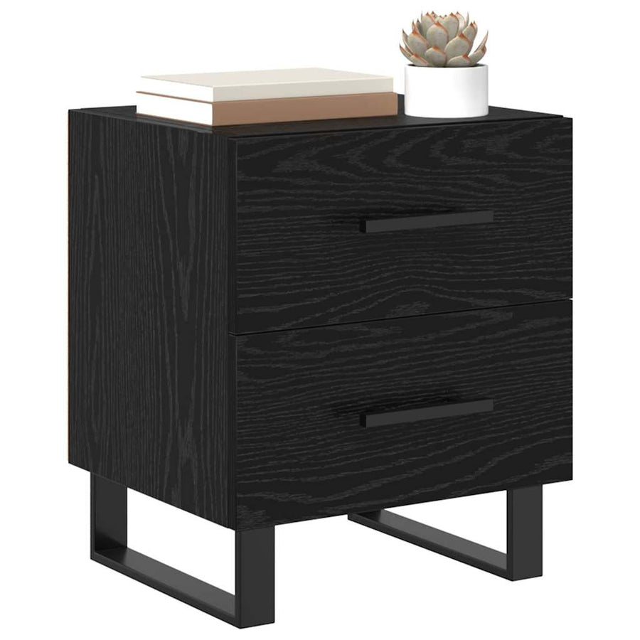 Bedside kasten 2 pcs Zwart eiken 40 x 35 x 47,5 cm Bewerkt hout