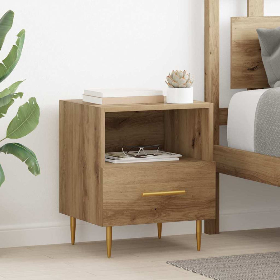 Nachtkastje met lade Bruin 40 x 35 x 47,5 cm Bewerkt hout
